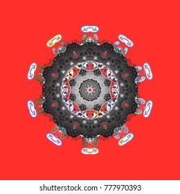 Winter christmas snow flat crystal element. Xmas frost snow flake isolated silhouette symbol. Vector. Weather illustration ice collection. Snowflake vector icon background red, gray and white color.