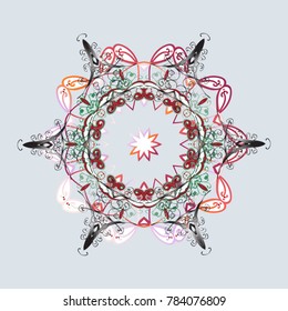 Winter christmas snow flat crystal element. Weather illustration ice collection. Xmas frost snow flake isolated silhouette symbol. Vector. Snowflake vector icon background gray, white, neutral color.