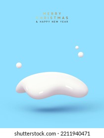 Winter christmas snow podium in studio. Realistic snowdrift in cartoon 3d style. White Snow Stage studio for promotions. Blue new year background. Vector illustration