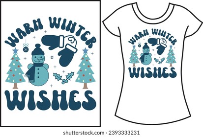 Winter Christmas Snow vector t shirt design. Christmas retro color shirt.
