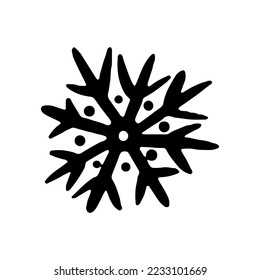 Copo de nieve de navidad de invierno. La mano de copo de nieve dibujada al estilo de doodle. Feliz Año Nuevo. Ilustración de gráficos, sitios web, logotipo, iconos, postales