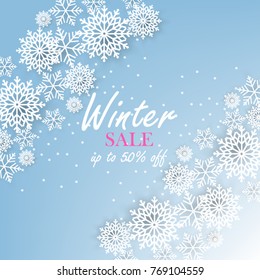  Winter christmas snowflake sale banner Vector illustrations of season online shopping website and mobile website banners, posters, newsletter designs, ads, coupons, social media banners.