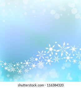 Winter or Christmas style background with wave of snowflakes