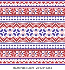 Winter or Christmas style Sami folk art vector seamless pattern. Non-AI generated
