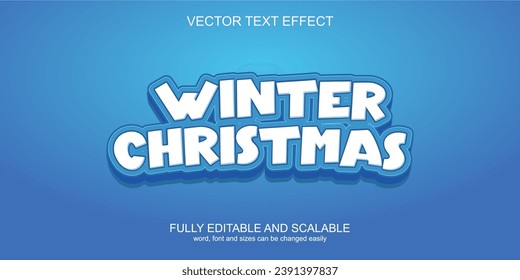 Winter christmas text effect template with 3d style use for logo and business brand