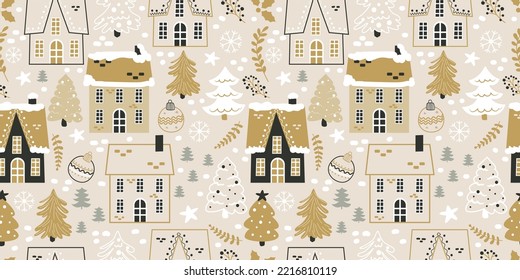 Winter and Christmas Themed Seamless Pattern