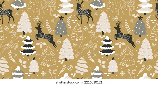 Winter and Christmas Themed Seamless Pattern