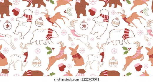 Winter and Christmas Themed Seamless Pattern