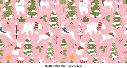 Winter and Christmas Themed Seamless Pattern