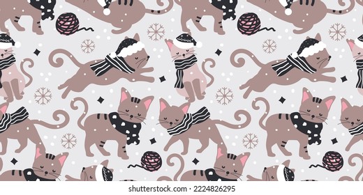 Winter and Christmas Themed Seamless Pattern