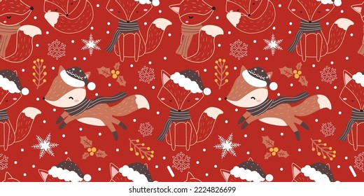 Winter and Christmas Themed Seamless Pattern