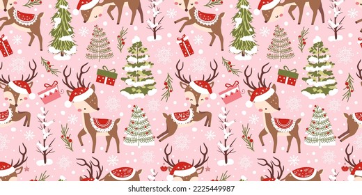 Winter and Christmas Themed Seamless Pattern