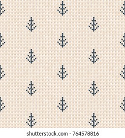Winter Christmas tree x-mas knit seamless knitted abstract background backdrop. Knitting fir-tree pattern. Winter knitting. Flat style design.