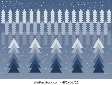 winter christmas trees background vector