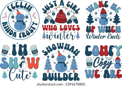 Winter Christmas Typography Bundle T shirt design.