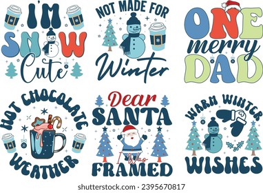 Winter Christmas Typography Bundle T shirt design.