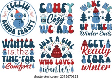 Winter Christmas Typography Bundle T shirt design.