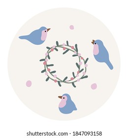 Winter- und Weihnachtsvektordecke mit abstrakten Elementen und Formen im Boho-Stil. Hintergrund für Social-Media-Geschichten. Minimalistische Moderne Mitte des Jahrhunderts.