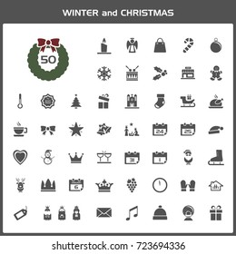 Winter and Christmas vector icon set