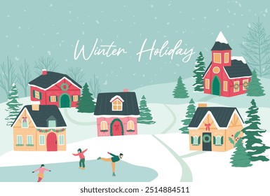 Winter Christmas vector illustration banner