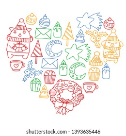 Winter Christmas vector pattern for wrapping paper with presents, cute cartoon animals. New year celebration.