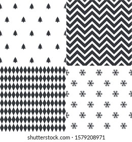 Winter Christmas vector seamless patterns