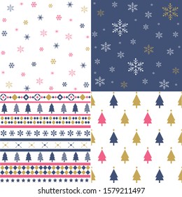 Winter Christmas vector seamless patterns
