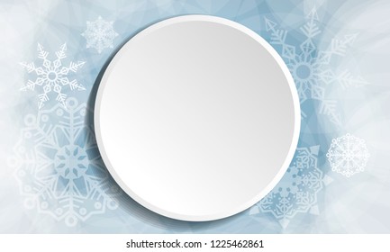 Winter christmas white button vector with place for text for any design