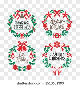 Winter Christmas Wreaths Cutting File Collection with quote