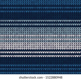 Winter Christmas x-mas knit seamless background Knitted pattern. Winter navy blue wrapping paper wallpaper knitting. Flat style design.