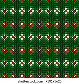 Winter Christmas x-mas knit seamless background. Knitted pattern. Winter knitting. Flat style design.