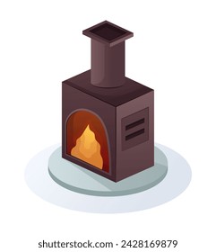 Winter city element of colorful set. This illustration masterfully combines design and cartoon design elements to depict a cozy fireplace in a charming style. Vector illustration.