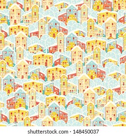 winter city, seamless vector background, eps10