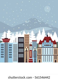Winter city. Vector