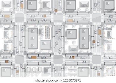 Winter city. View from above. Vector illustration.