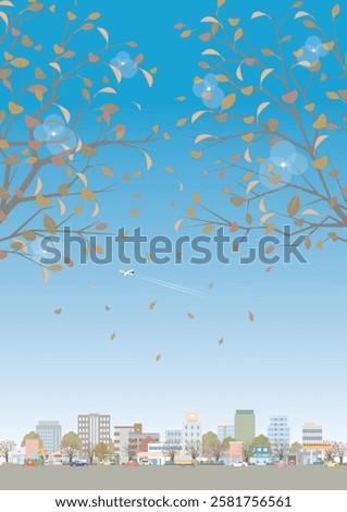 Winter cityscape illustration. Vector illustration of buildings.