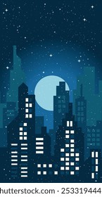 Winter cityscape, skyline vector, snow landscape