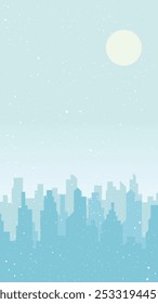 Winter cityscape, skyline vector, snow landscape