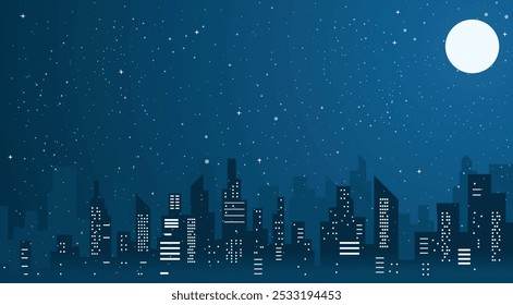 Winter cityscape, skyline vector, snow landscape