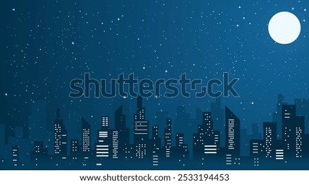 Winter cityscape, skyline vector, snow landscape