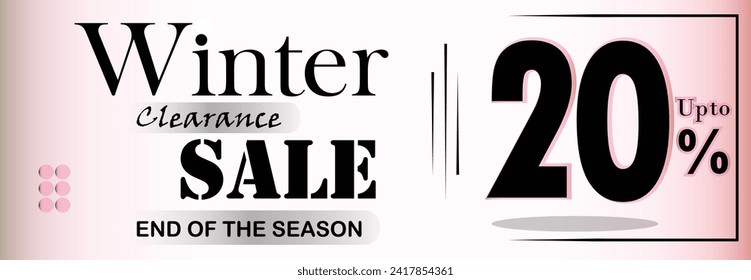 winter clearance sale end of the season with 20% discount offer banner or poster vector illustration.