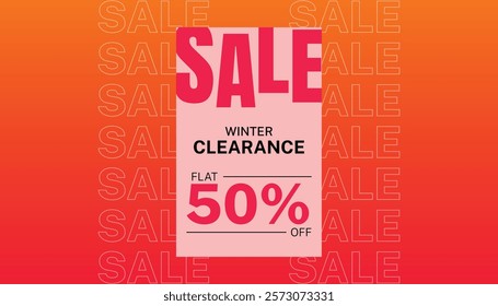 Winter clearance sale offer banner. Seasonal sale. Final sale flat 50% off. Special offer. Discount, vector illustration.