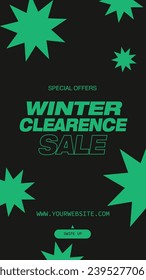 Winter clearence sale green black vector