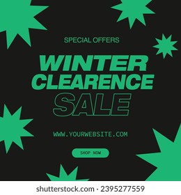 Winter clearence sale green black vector for feed