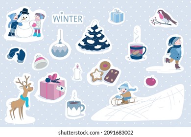 Winter Clip Art Set Vector Christmas Kids