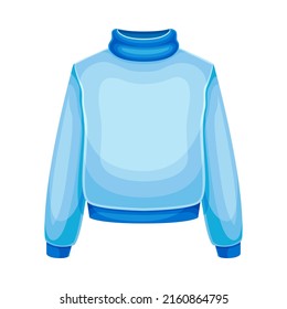 Winter Clothes with Blue Sweater or Pullover as Warm Outerwear and Protection Against Cold Weather Vector Illustration