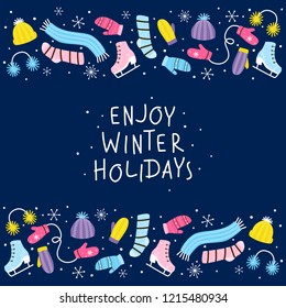 Winter clothes borders for Your design
