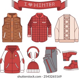 Winter Clothes Essentials Illustrated Vectors