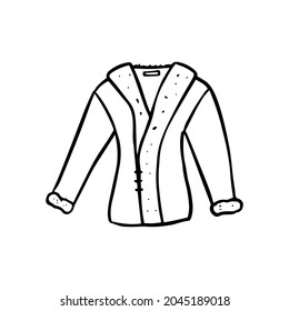 Winter clothes hand drawn element in black and white for creating textile designs, postcards, calendars, photo frames. Vector illustration.