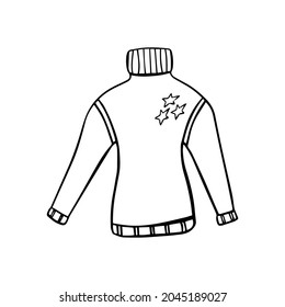 Winter clothes hand drawn element in black and white for creating textile designs, postcards, calendars, photo frames. Vector illustration.